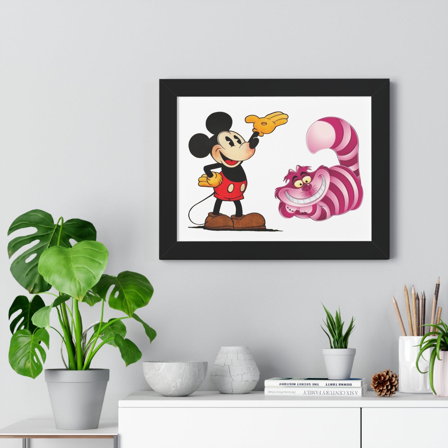 Framed Horizontal Poster Mickey Mouse & Cheshire Cat