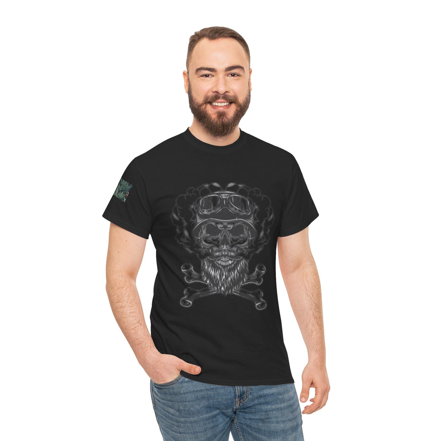 Skull & Marijuana T-shirt, Unisex Tees for Cannabis Lovers, Gift for Smokers, Halloween Costume, Streetwear Fashion