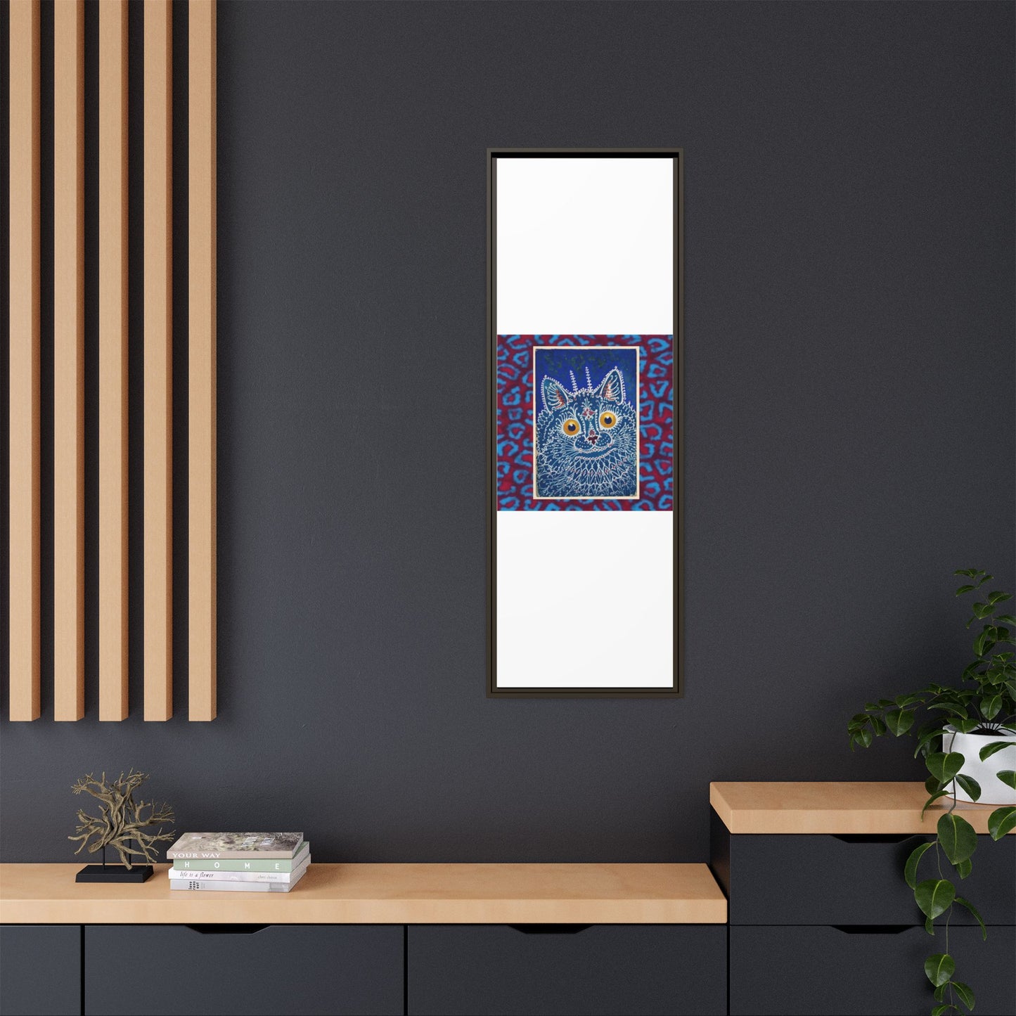 Colorful Cat Framed Matte Canvas Art - Whimsical Home Decor