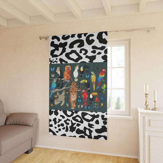 Window Curtains (1 Piece) 50"x84" Black Animal Print Animals