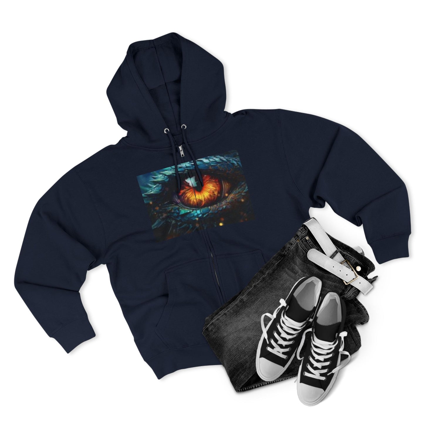 Sudadera unisex con cremallera Mystical Eye and Joker: perfecta para los amantes de la fantasía y el cómic.