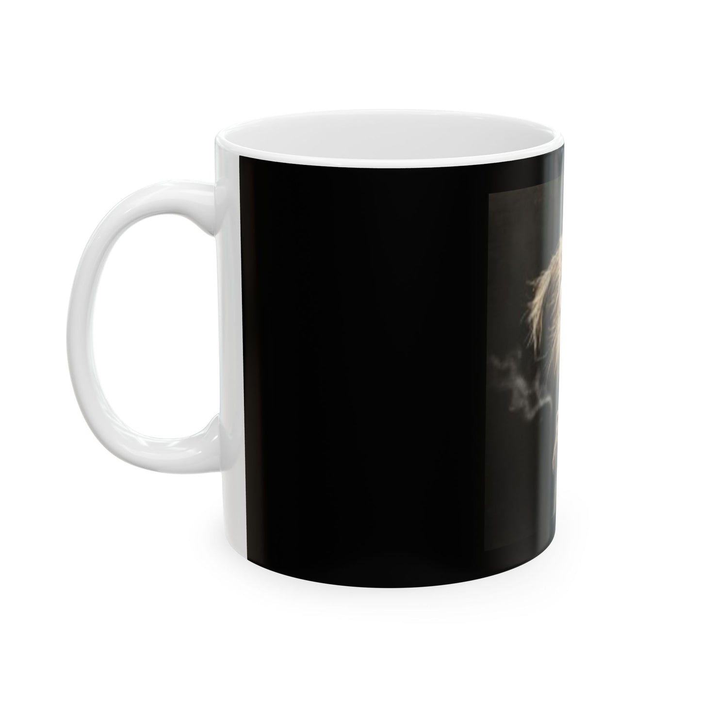 Ceramic Mug, 11oz Dog Drinking Strong Coffee