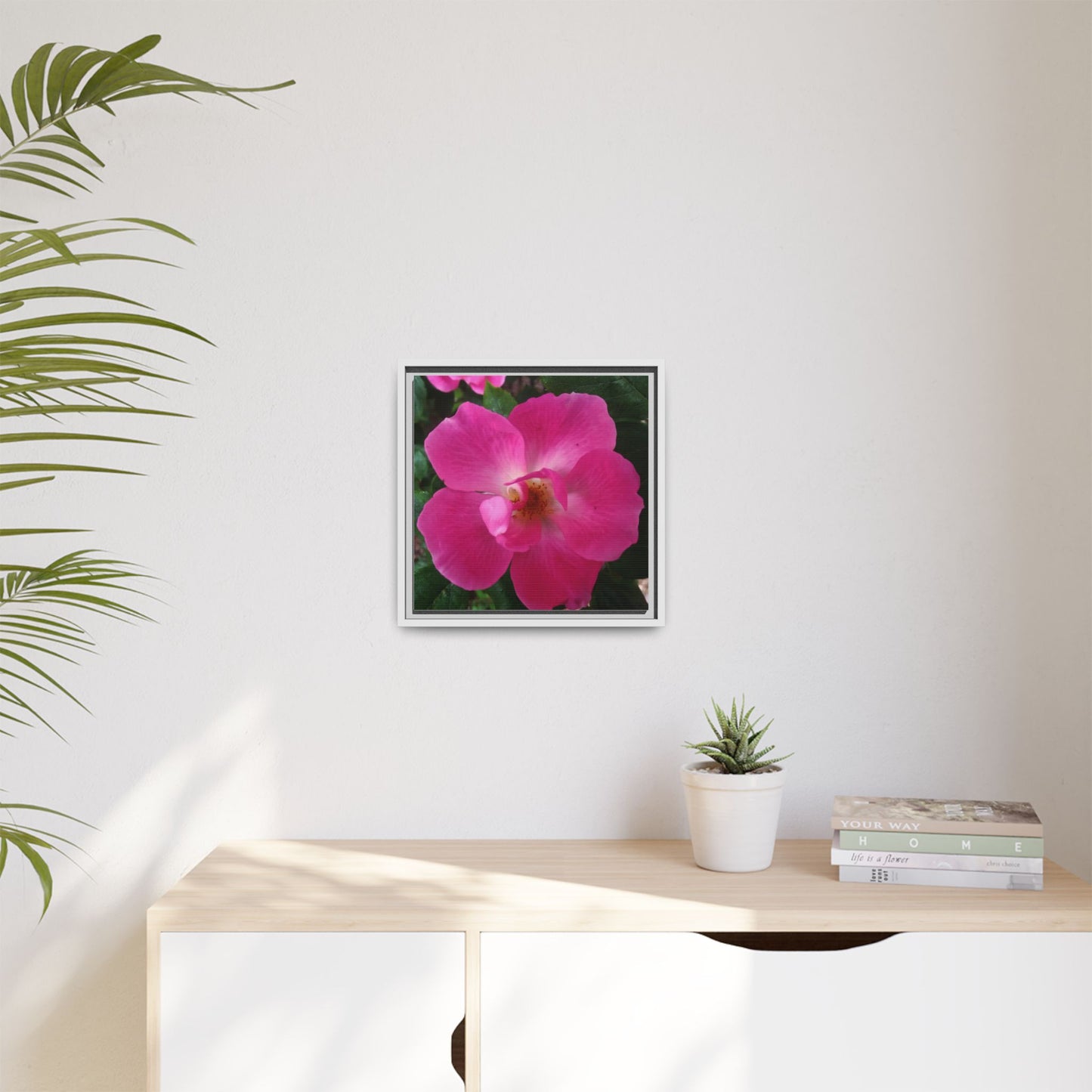 Framed Floral Canvas Art Print | Vibrant Pink Flower Decor, Wall Art for Home, Gift for Her, Mother's Day, Birthday
