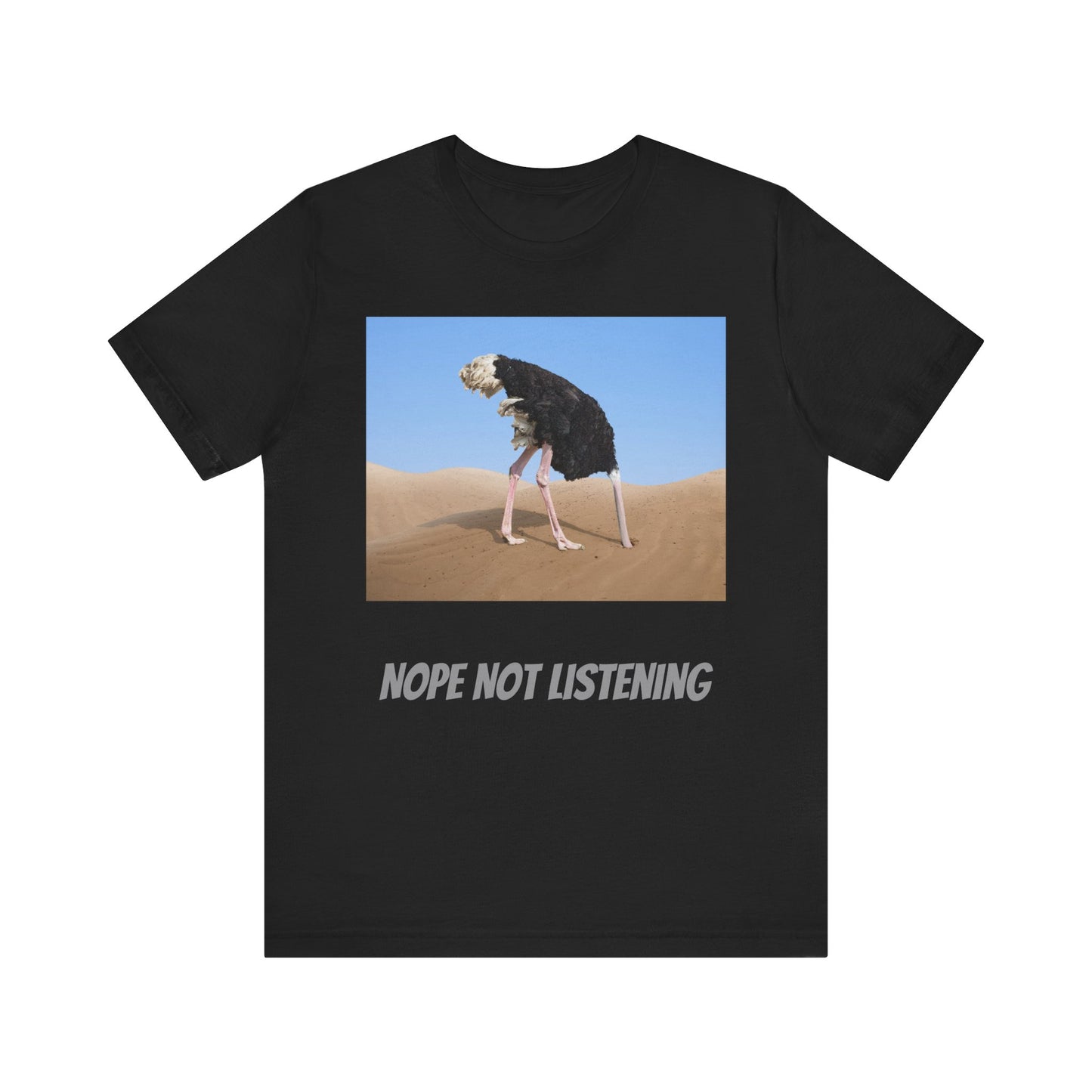 Camiseta avestruz no, no escucho