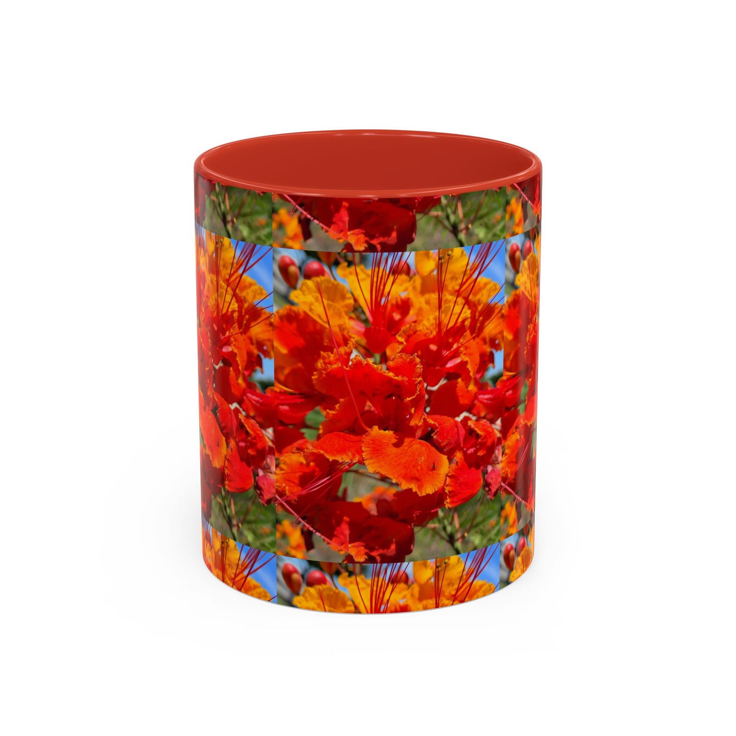 Orange Flowers Accent Coffee Mug 11 oz Great for Coffee Tea Milk Water Juice Ice Cream Soup