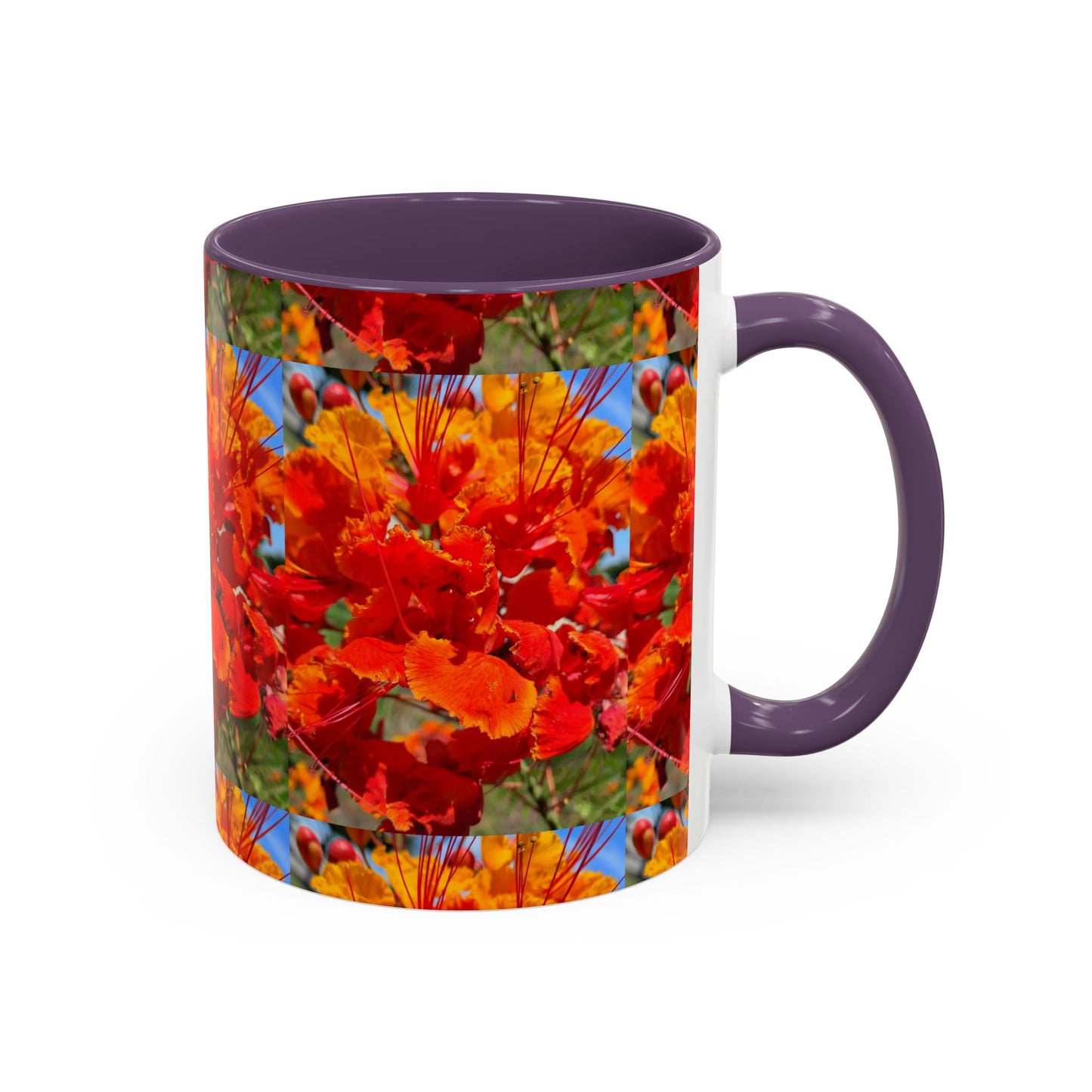 Orange Flowers Accent Coffee Mug 11 oz Great for Coffee Tea Milk Water Juice Ice Cream Soup