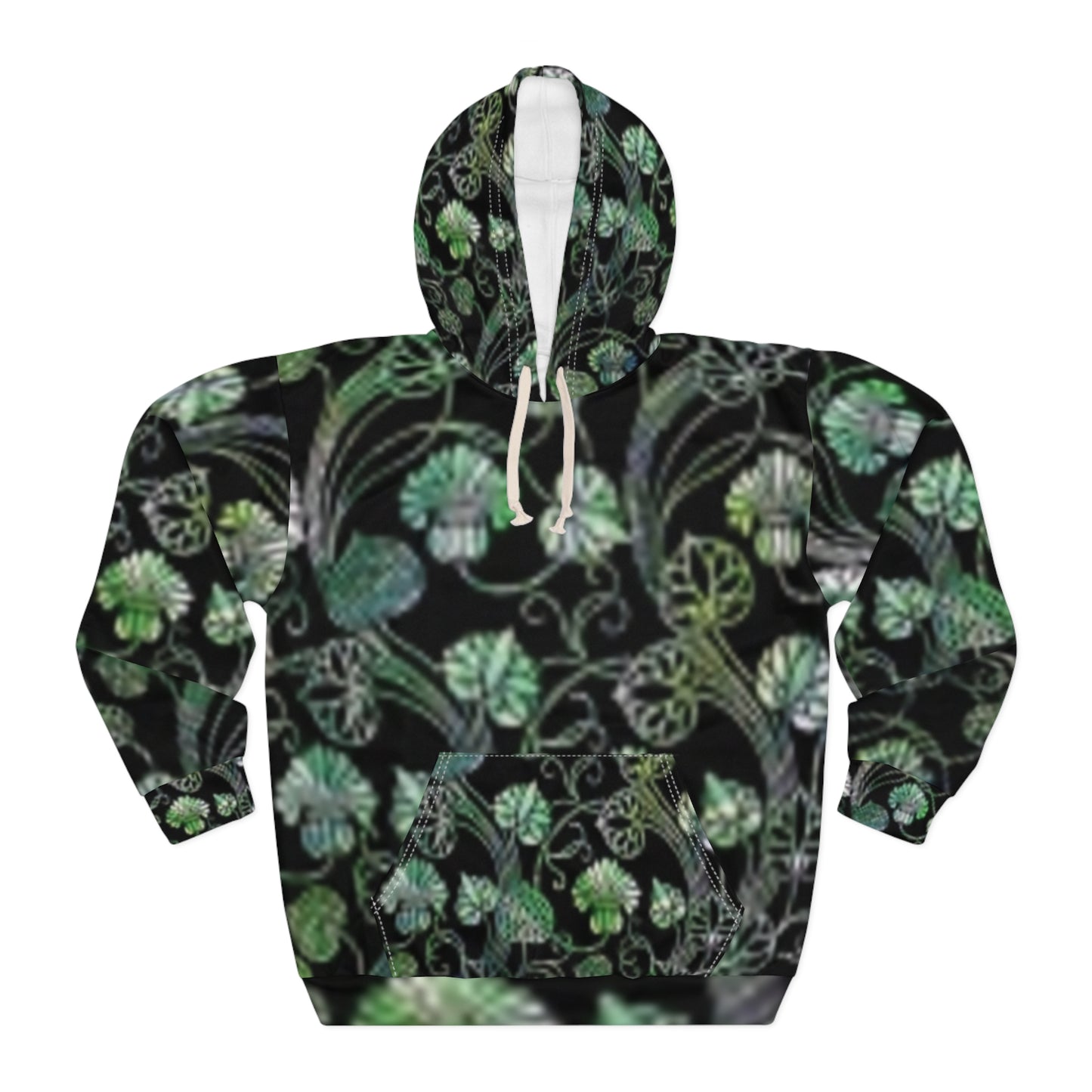 Sweat à capuche unisexe vert botanique – Motif floral confortable pour les amoureux de la nature