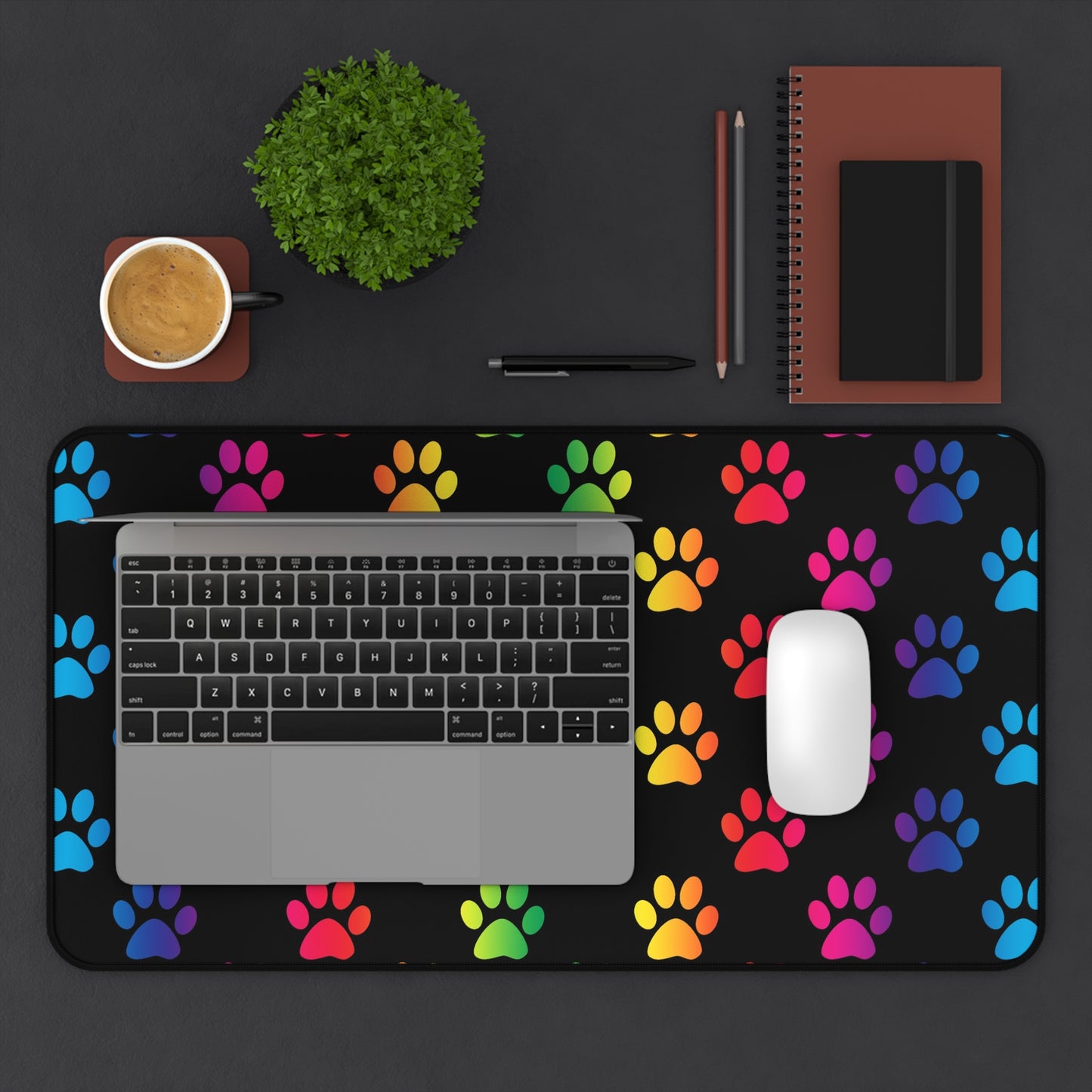 Colorful Paw Print Desk Mat - Perfect for Pet Lovers