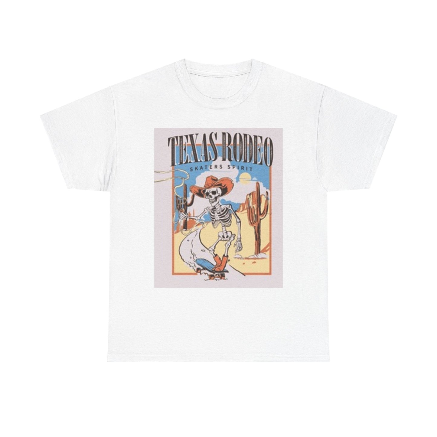 T-shirt unisexe en coton épais Texas Rodeo - Motif squelette 