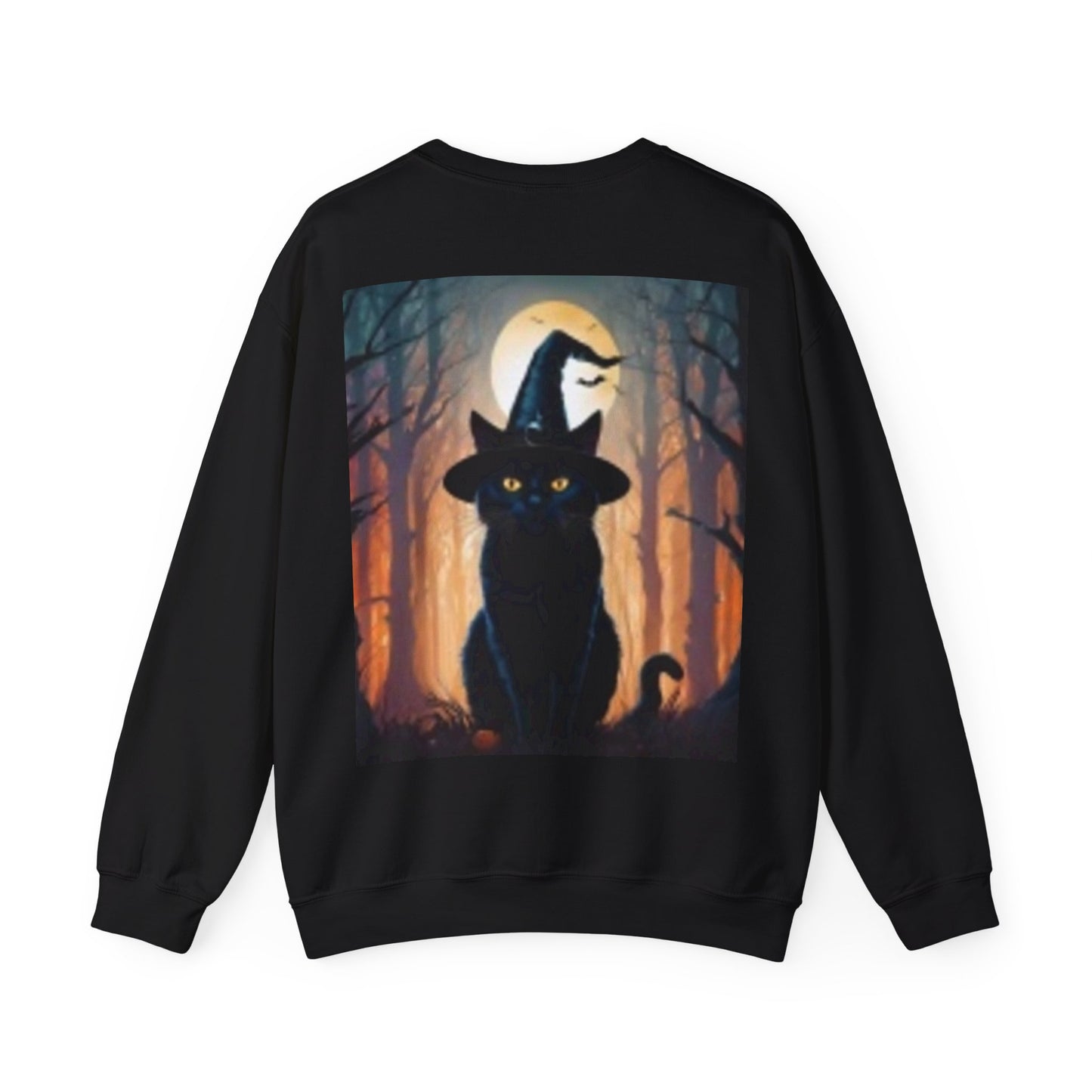 Beautiful Witch on Broom with Black Cats Sweatshirt Having Fun!