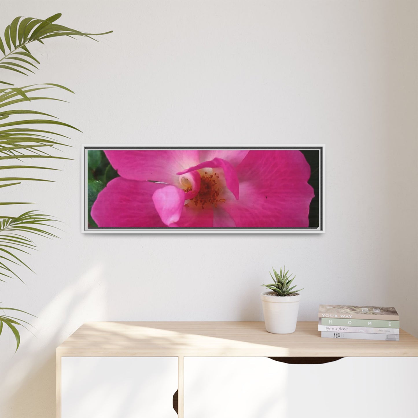 Framed Floral Canvas Art Print | Vibrant Pink Flower Decor, Wall Art for Home, Gift for Her, Mother's Day, Birthday