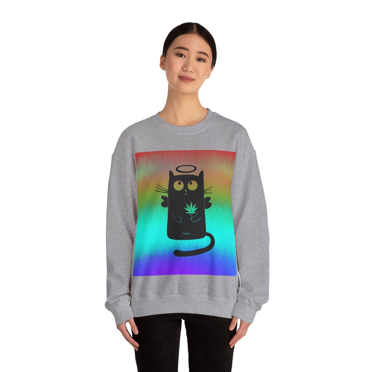 Black Cat Angel Unisex Heavy Blend Crewneck Sweatshirt