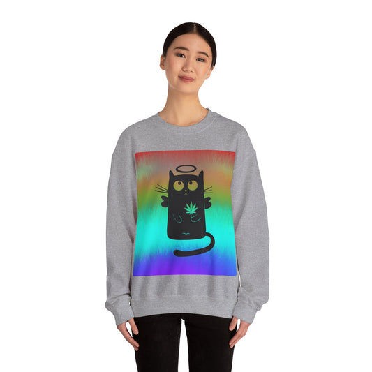 Black Cat Angel Unisex Heavy Blend Crewneck Sweatshirt