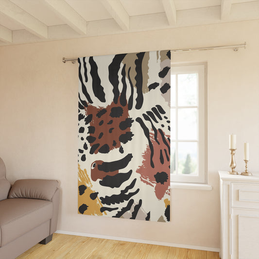 Boho Chic Window Curtains – Animal Print Design for Home Decor