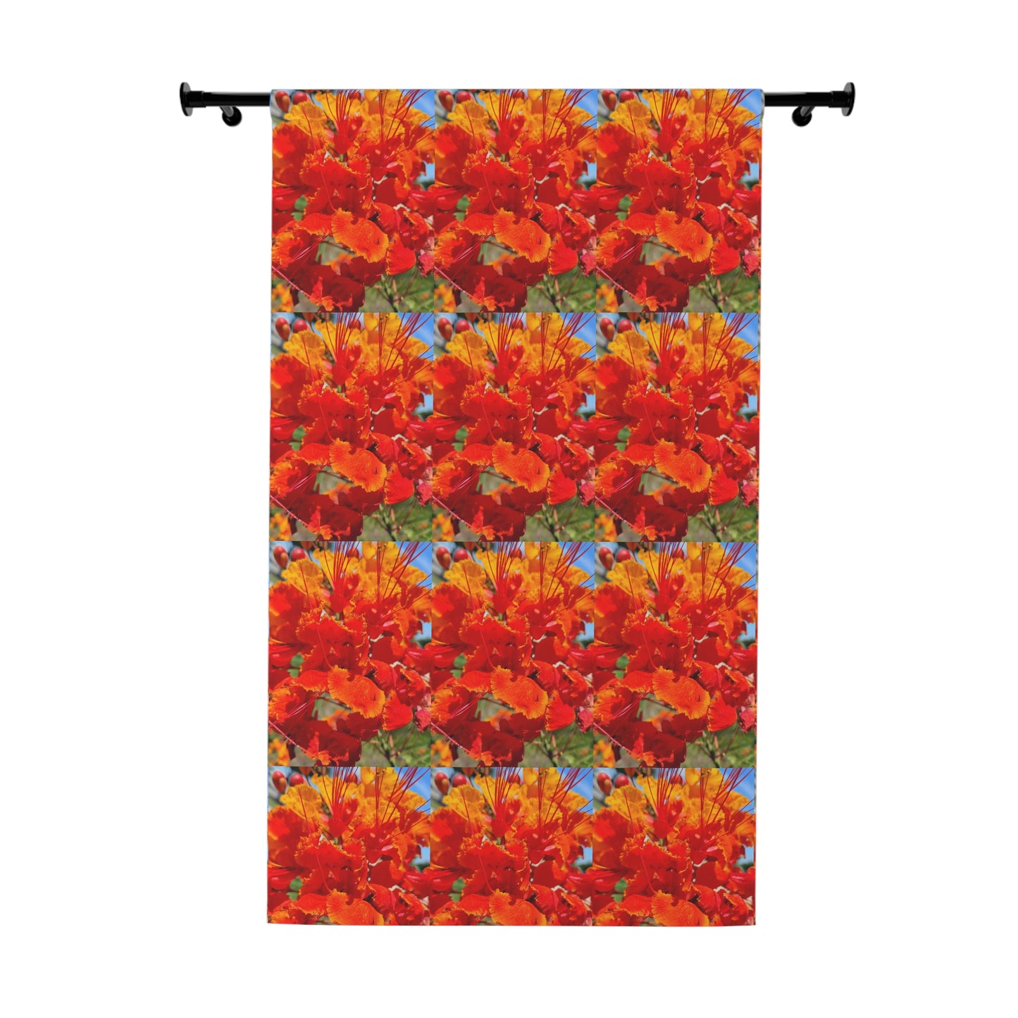 Vibrant Orang Flowers Window Curtains (1 Piece) Looks Wonderful in Kitchen