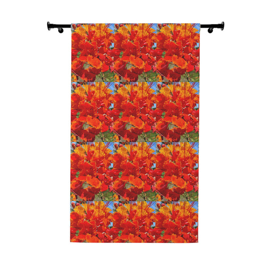 Vibrant Orang Flowers Window Curtains (1 Piece) Looks Wonderful in Kitchen