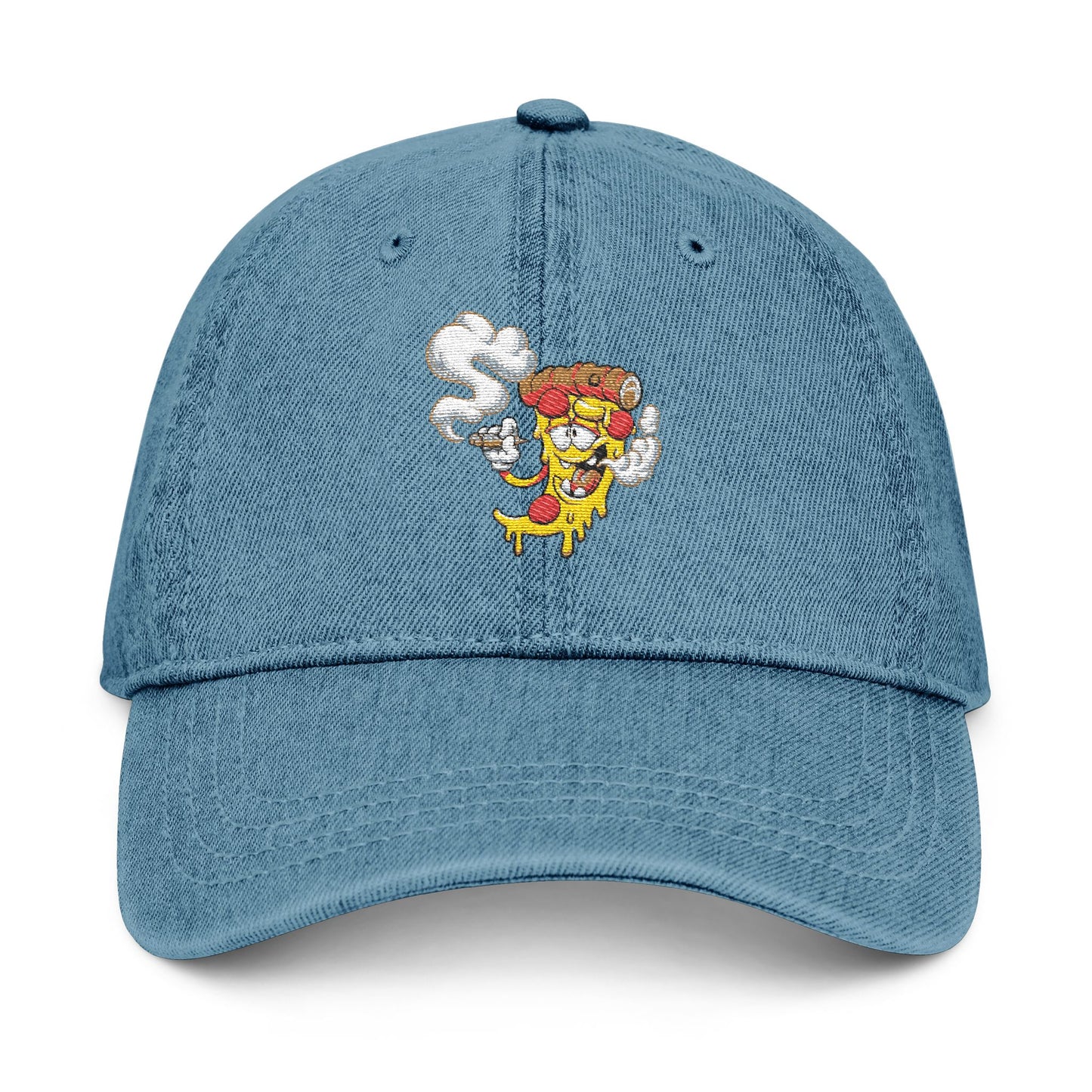 Denim Hat Cartoon Pizza Marijuana Money Sign Colorful Design