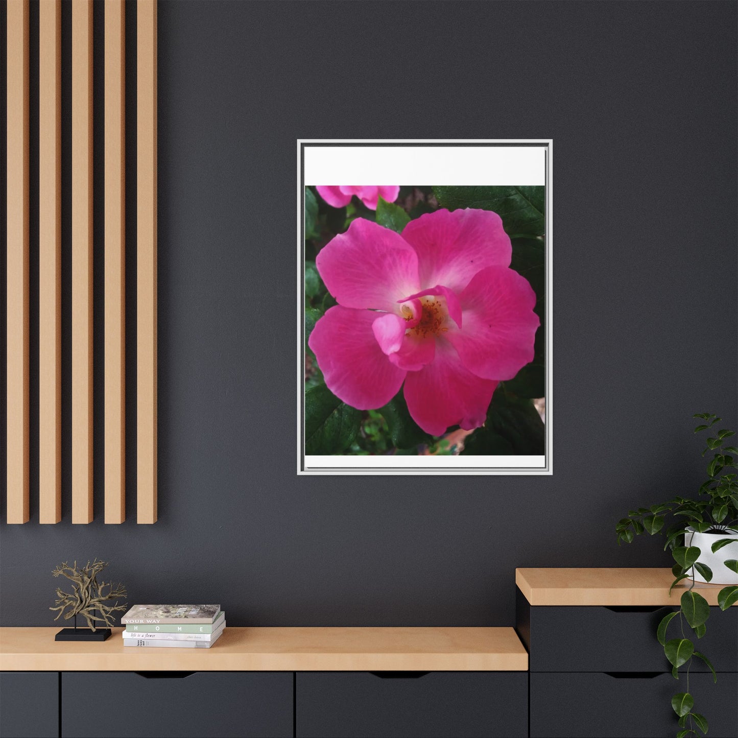 Framed Floral Canvas Art Print | Vibrant Pink Flower Decor, Wall Art for Home, Gift for Her, Mother's Day, Birthday