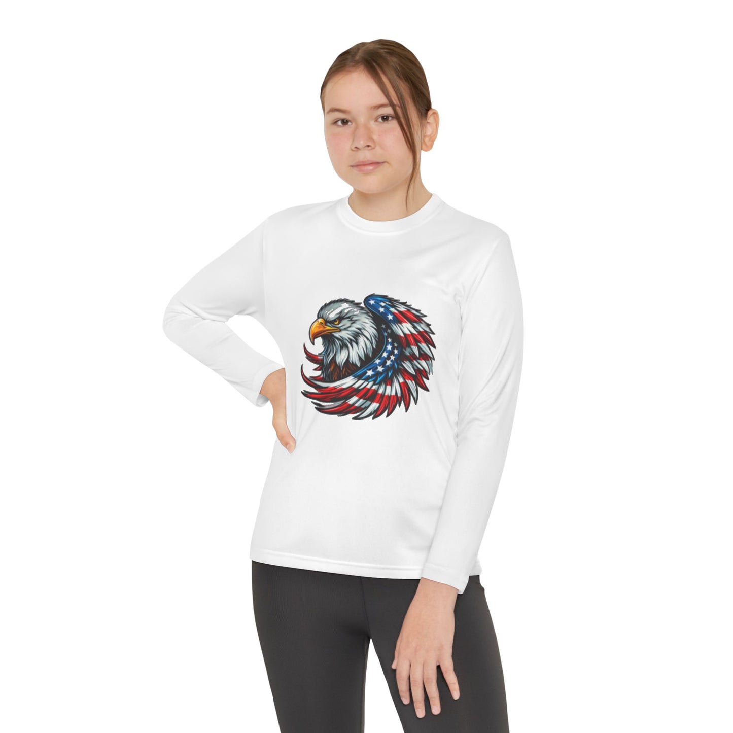 Youth Long Sleeve Tee - Patriotic Eagle & Fun Dog Design, USA Flag Apparel for Independence Day, Gifts for Kids, Casual Wear, Cool Tee