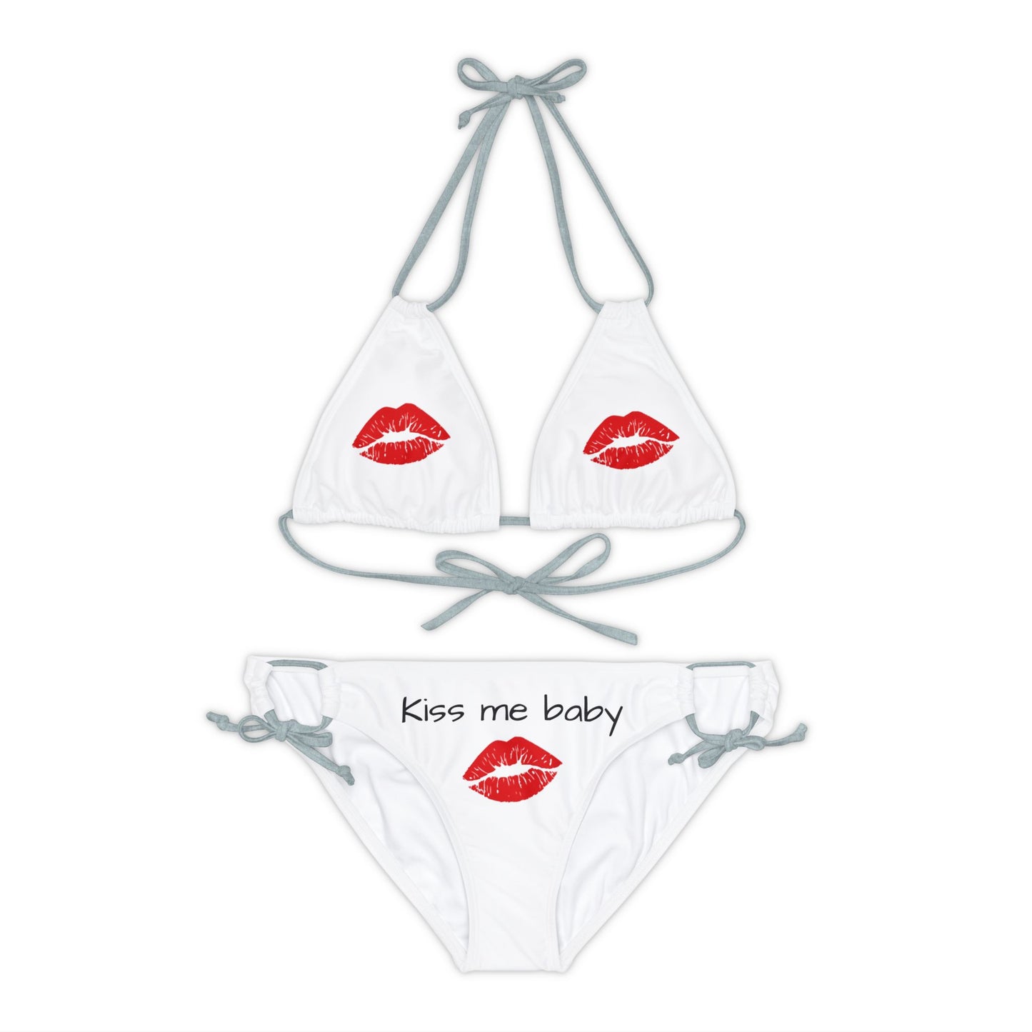 Conjunto de bikini de tiras Labios rojos Bésame nena