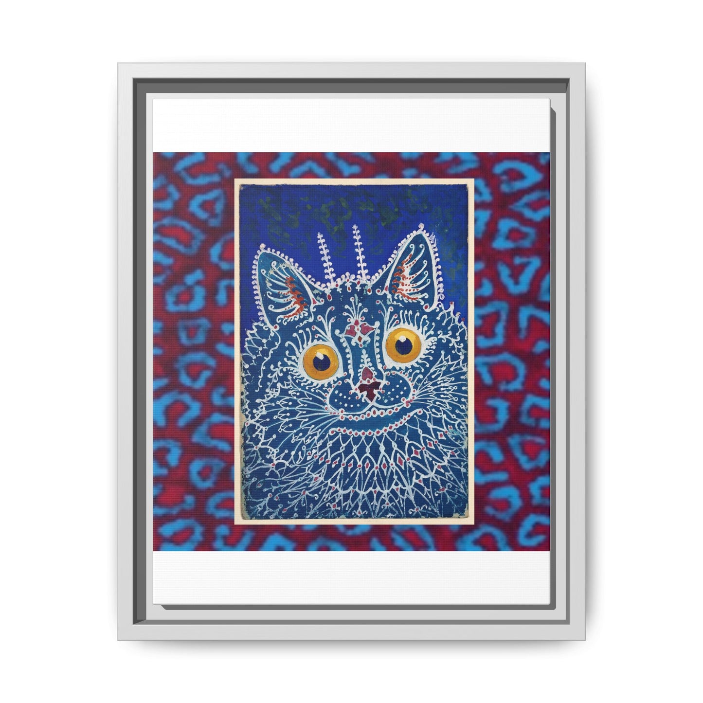 Colorful Cat Framed Matte Canvas Art - Whimsical Home Decor
