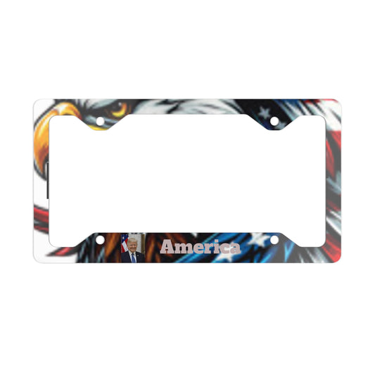 Metal License Plate Frame President Trump American Eagle 47th President America