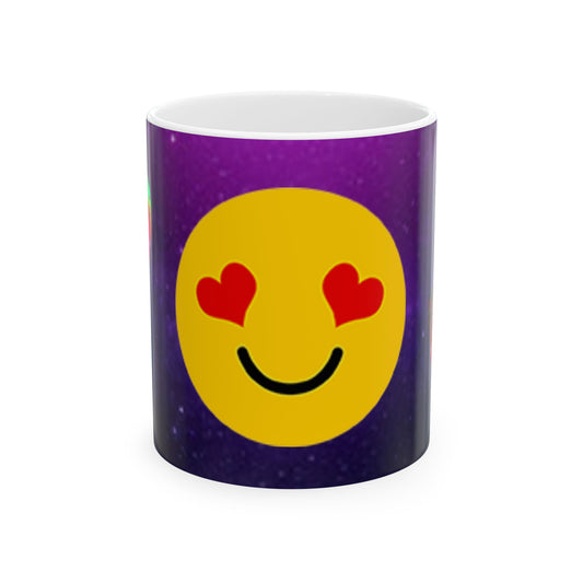 Cute Love Happy Face with Heart Eyes Ceramic Mug - Perfect Gift for Friends, Valentine's Day, Birthday, Coffee Lover, Home Decor