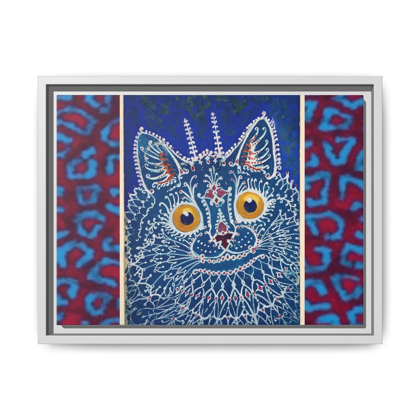 Colorful Cat Framed Matte Canvas Art - Whimsical Home Decor