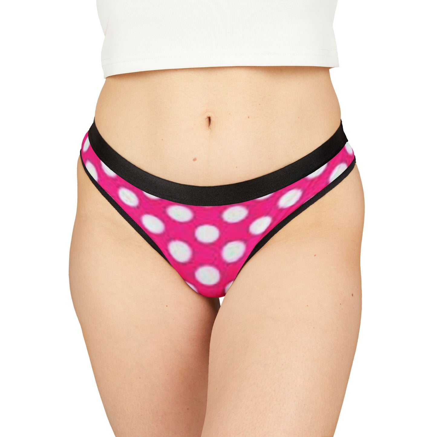 Fun Pink Polka Dot Women's Thongs, Comfortable Everyday Underwear, Vibrant Lingerie, Perfect Gift for Her, Flirty and Fun Bali