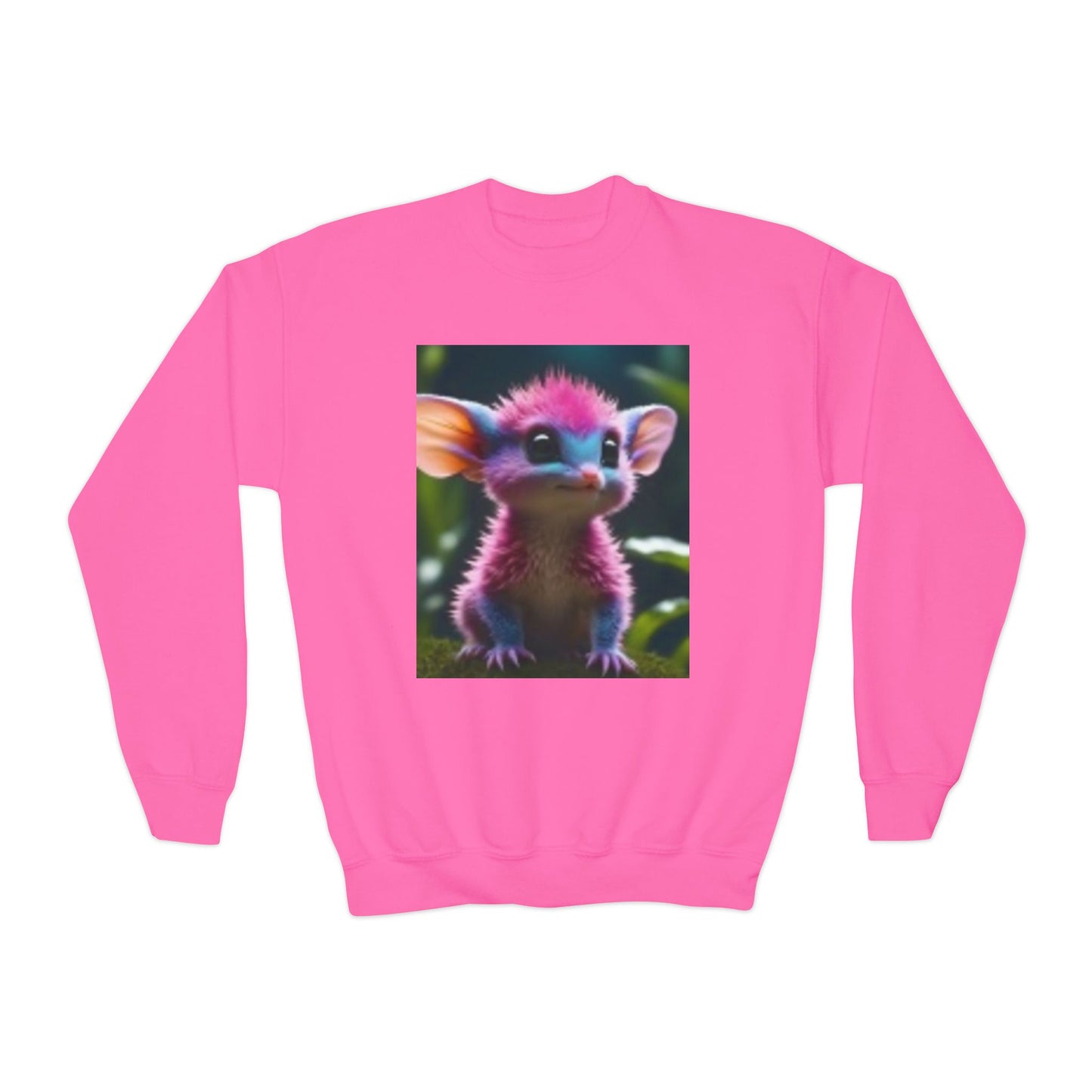 Sweat-shirt ras du cou pour jeunes avec adorable imprimé créature fantastique 