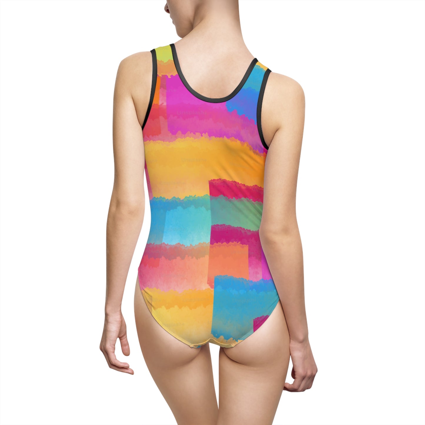 Maillot de bain une pièce classique pour femme Arc-en-ciel de couleurs
