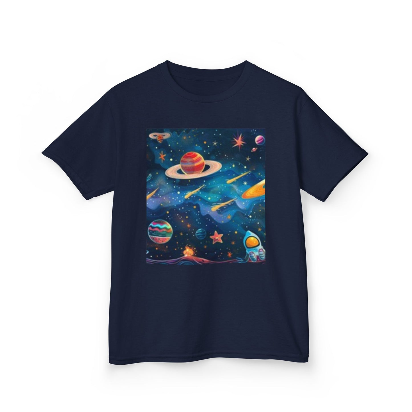 Kids Space Adventure Tee - Colorful Cosmic Design for Young Explorers