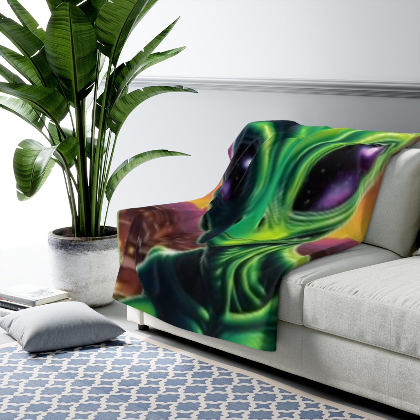 Sherpa Fleece Blanket Green Alien Children Love's Blanket