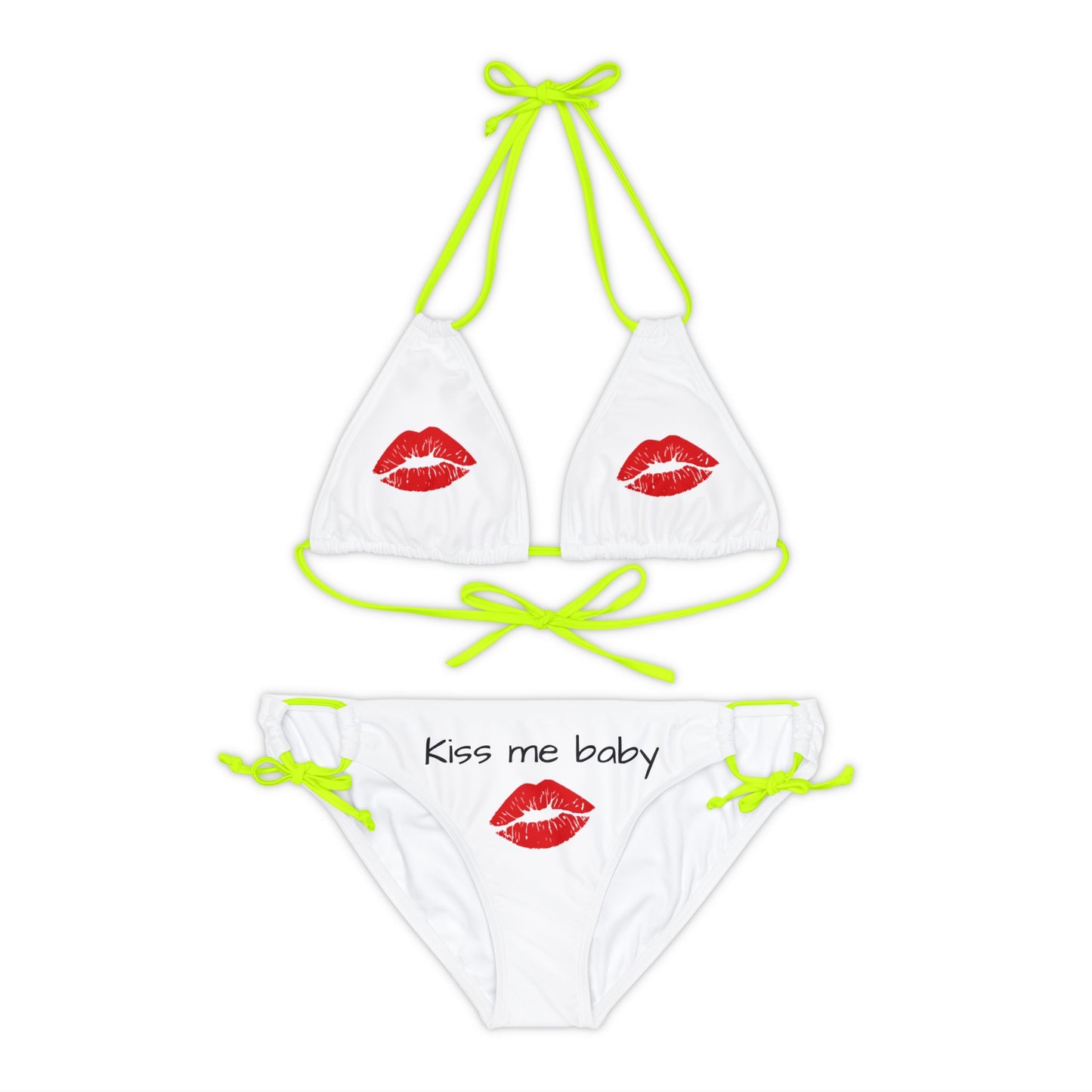 Conjunto de bikini de tiras Labios rojos Bésame nena