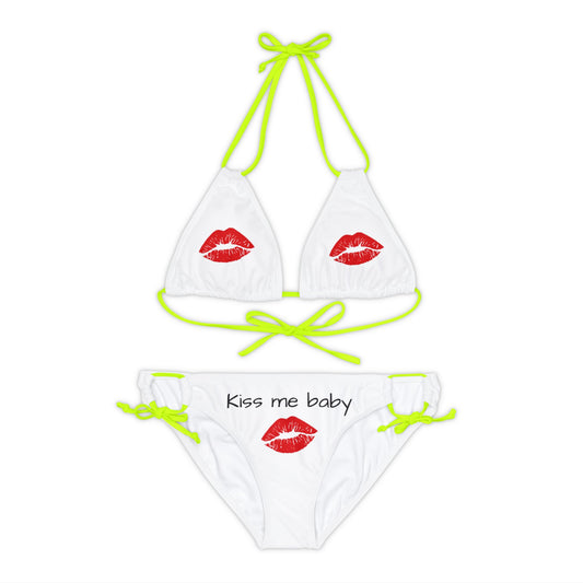 Conjunto de bikini de tiras Labios rojos Bésame nena