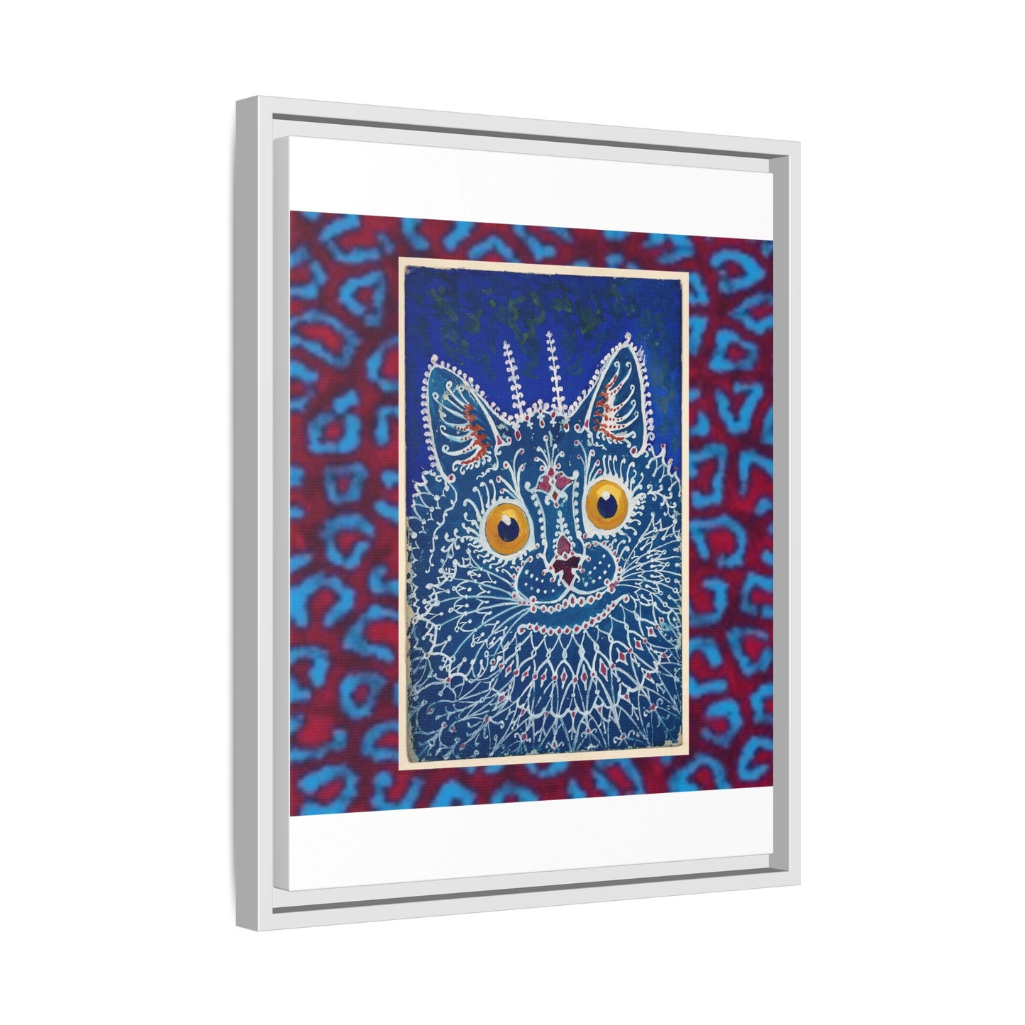 Colorful Cat Framed Matte Canvas Art - Whimsical Home Decor