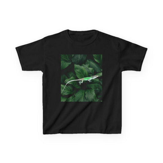 Lizard in Leaves  Eco-Friendly T-Shirt, Summer Outing Apparel, Adventure Kids Clothing, Birthday Gift for Children