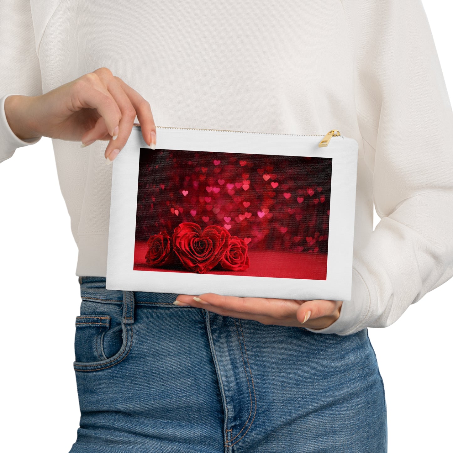 Cosmetic Bag 9.5"x7" Heart Rose