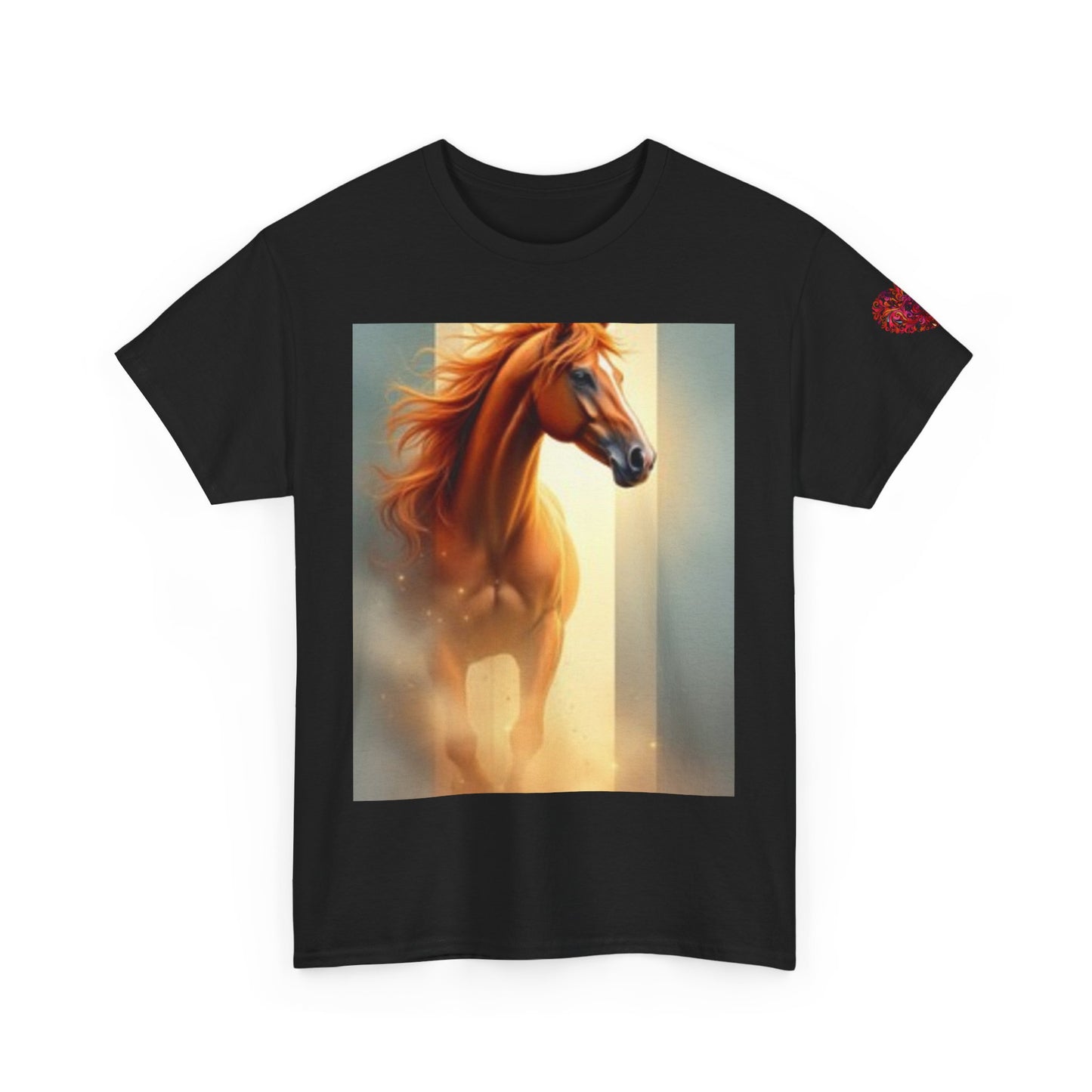 T-shirt unisexe en coton épais Majestic Horse – Parfait pour les amoureux des animaux 
