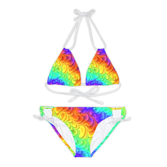 Conjunto de bikini de tiras multicolor chic en Daughin Island, Alabama 