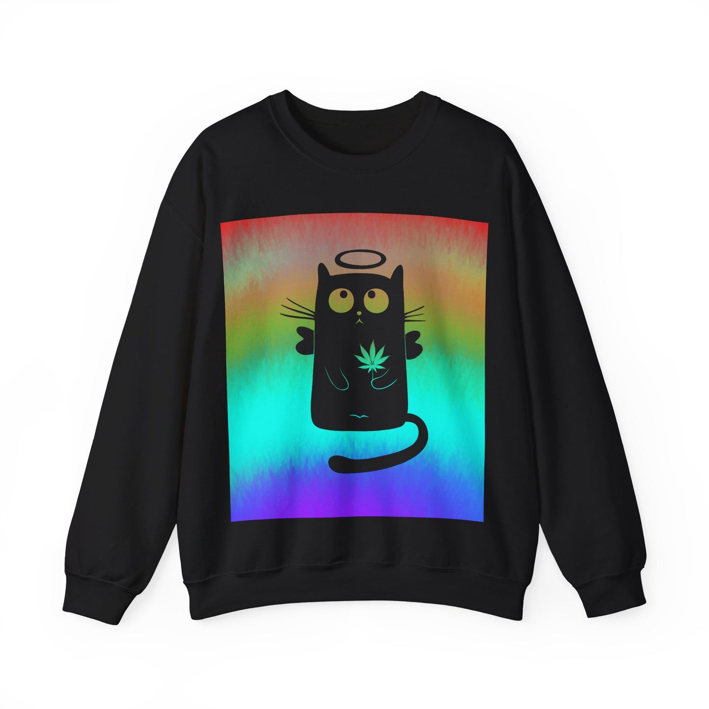 Black Cat Angel Unisex Heavy Blend Crewneck Sweatshirt