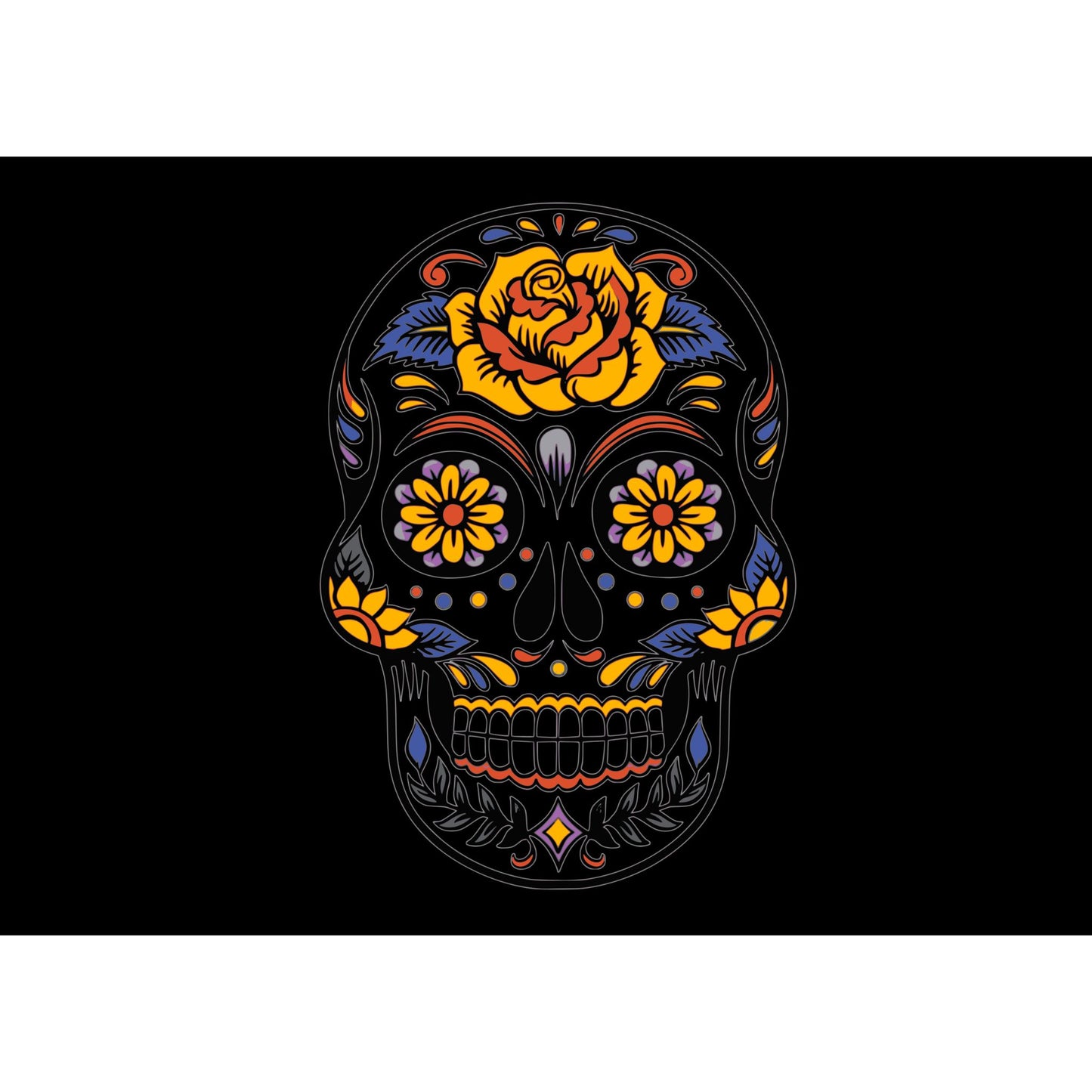 Manta tejida con calaveras y flores