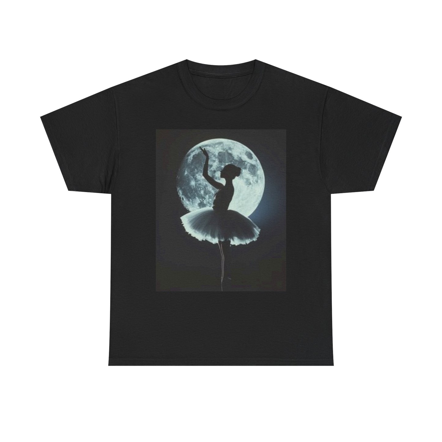 Camiseta unisex de algodón grueso con diseño de bailarina iluminada por la luna | Camiseta gráfica inspirada en la danza 