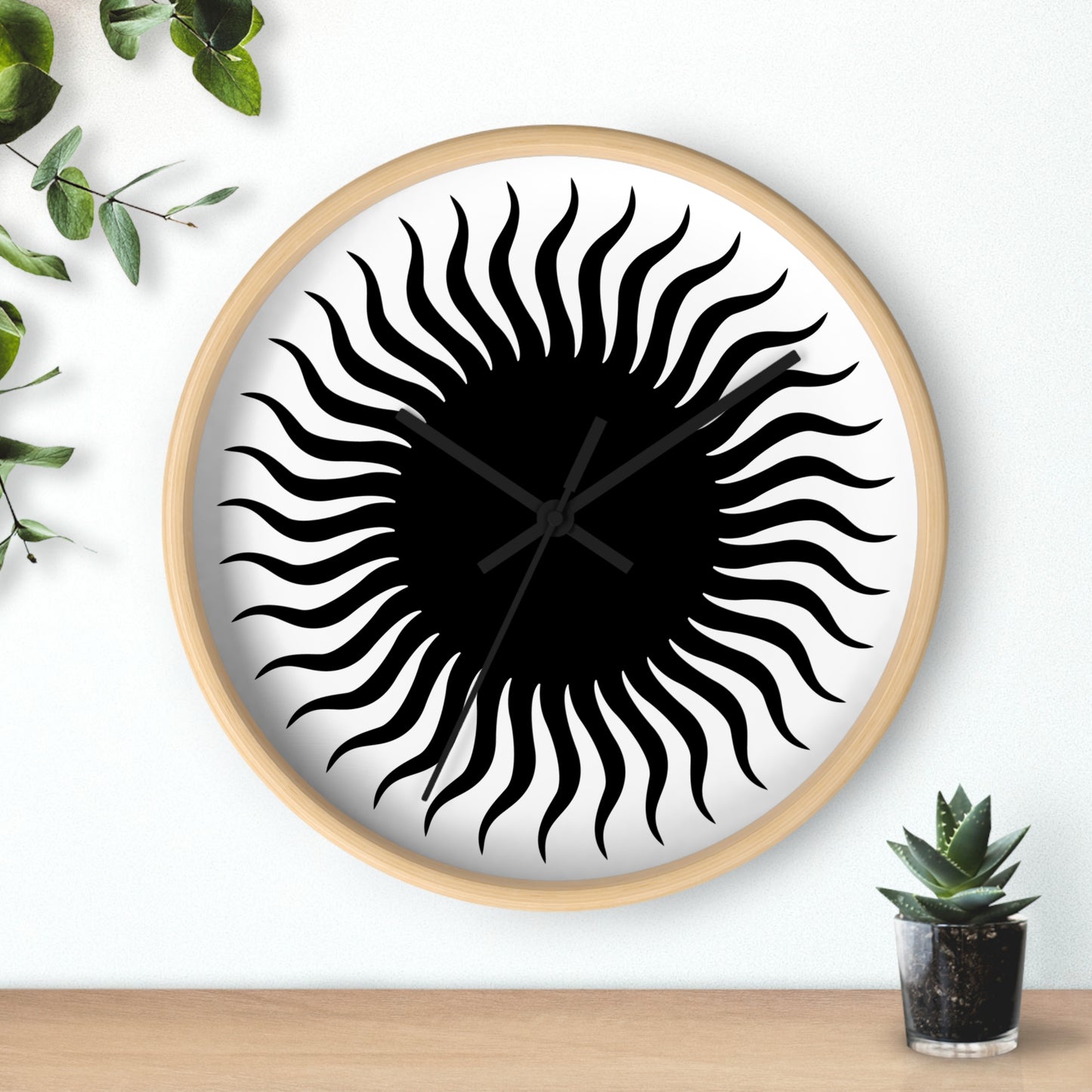 Wall Clock Black Sun