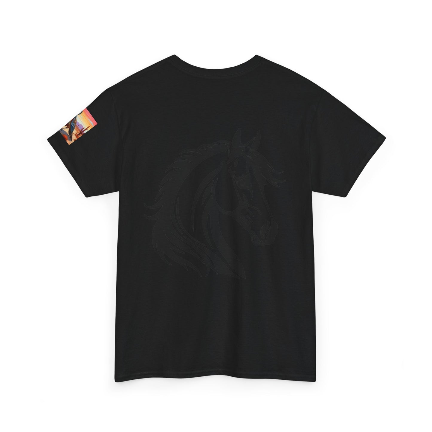 Majestic Horse Unisex Heavy Cotton Tee - Nature Sunset Design