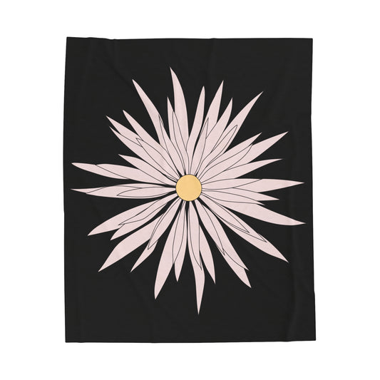 Velveteen Plush Blanket Large White Flower