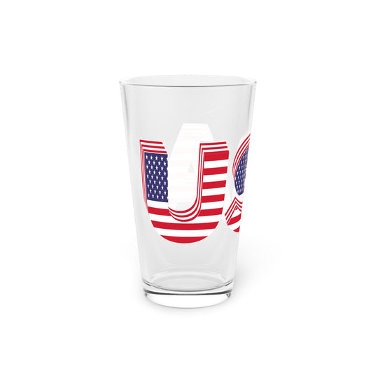 USA Flag Pint Glass - 16oz Drinking Glass for Celebrations and Events