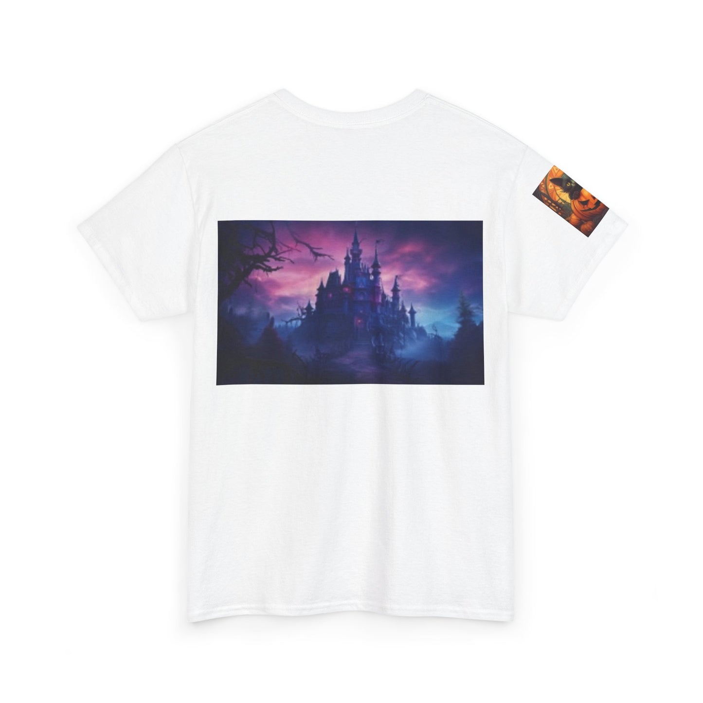 Witch Wine Castle Black Cat Unisex Heavy Cotton T-shirt