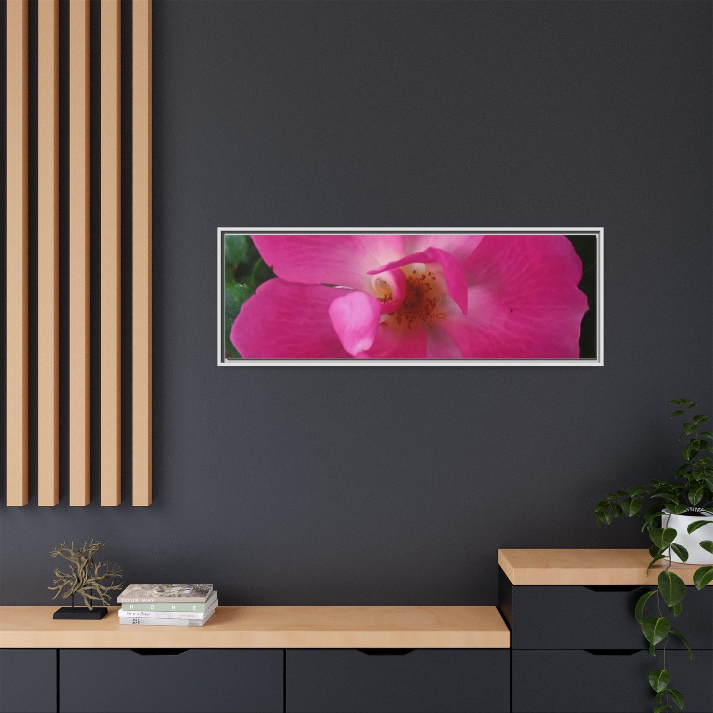 Framed Floral Canvas Art Print | Vibrant Pink Flower Decor, Wall Art for Home, Gift for Her, Mother's Day, Birthday