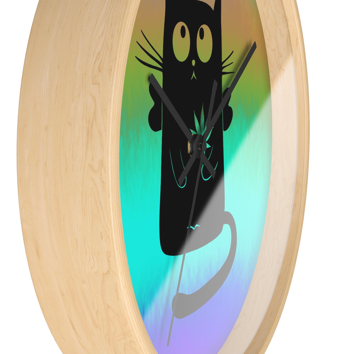 Wall Clock Angel Black Cat